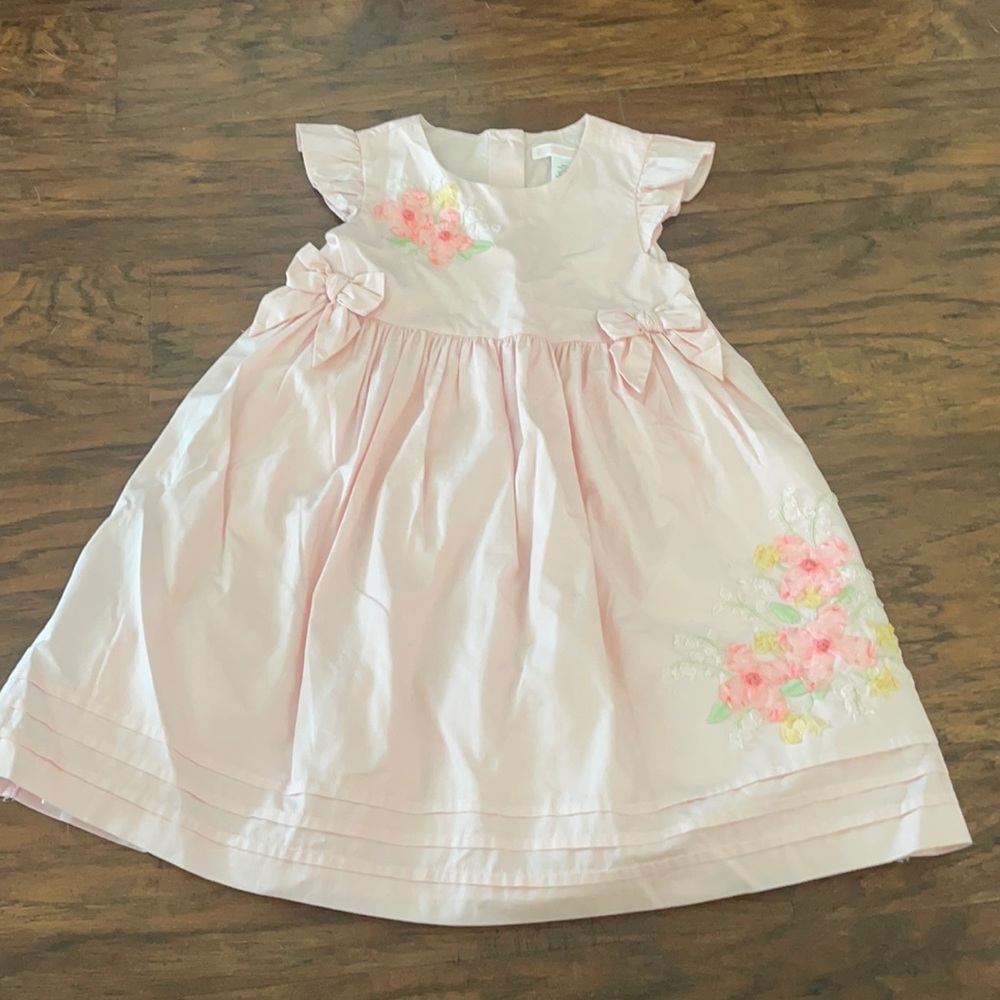 Janie and jack 3T pink floral appliqué dress